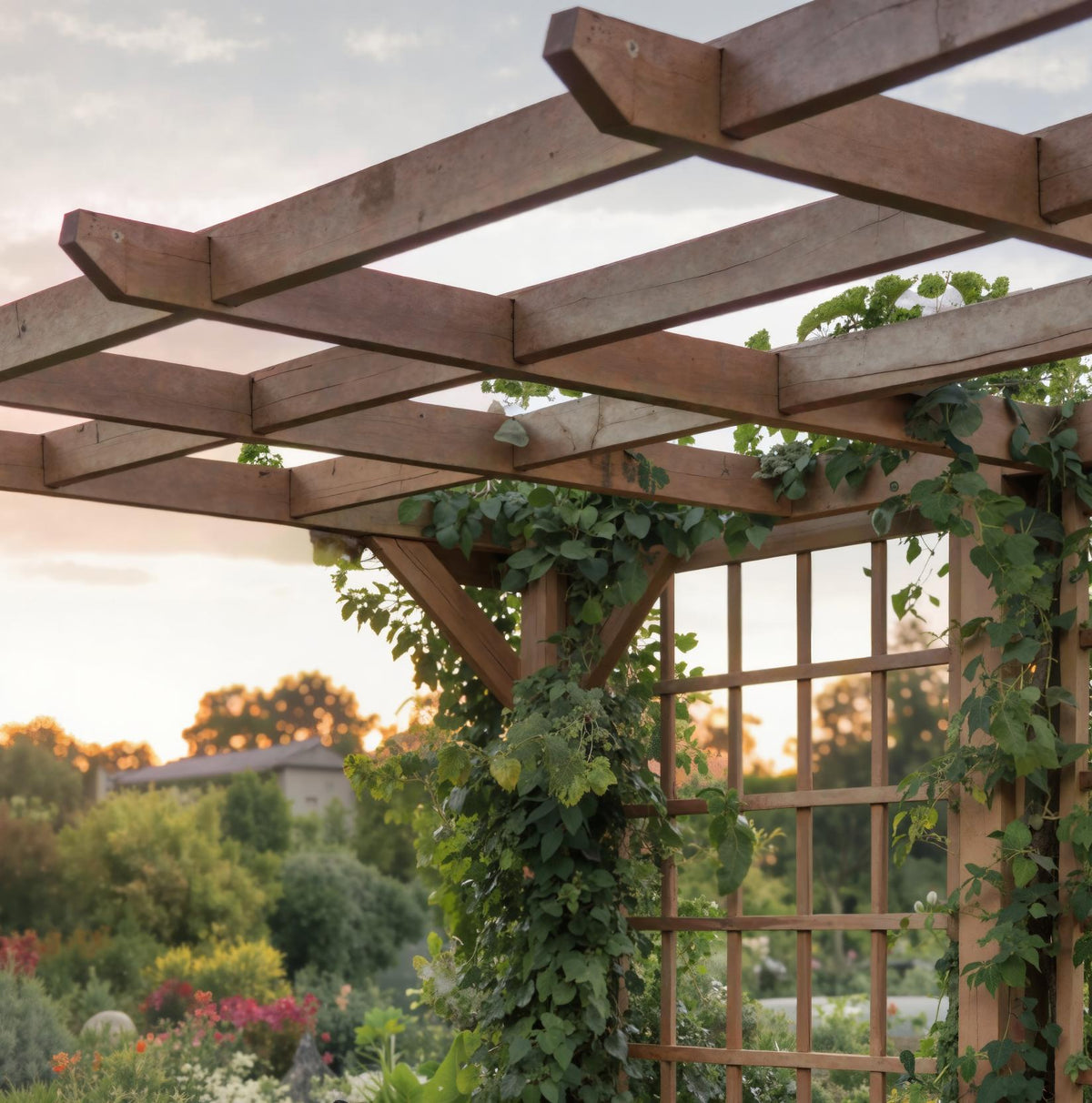 Wood Garden Arbor Trellis for Climbing Plants, 59 to 87 in Wide