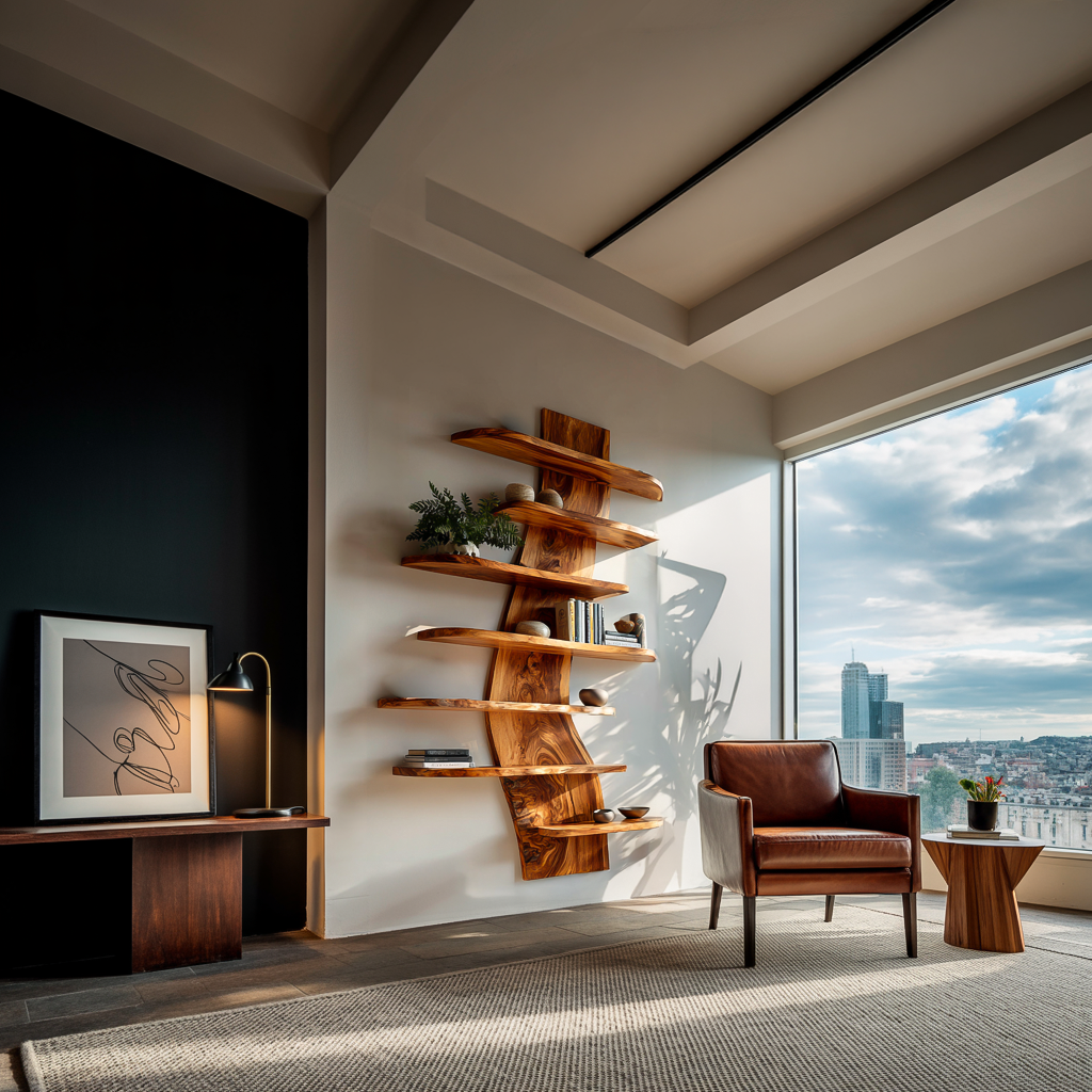 Artistic Wood Wall Bookshelf For Modern Interiors