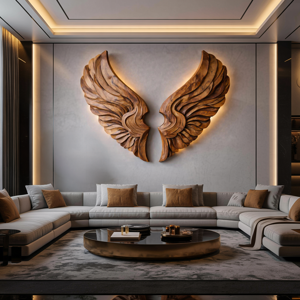Handcrafted Wooden Wing Wall Art For Modern Interior Decor
