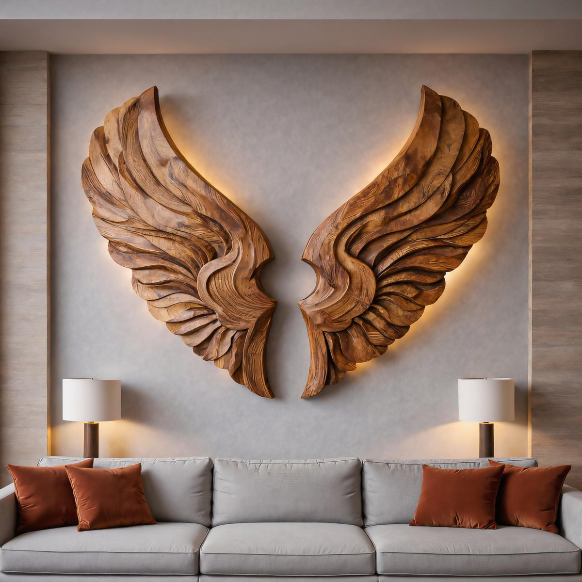 Handcrafted Wooden Wing Wall Art For Modern Interior Decor