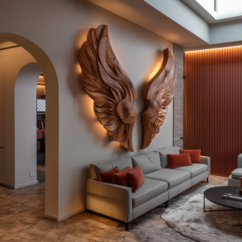 Handcrafted Wooden Wing Wall Art For Modern Interior Decor