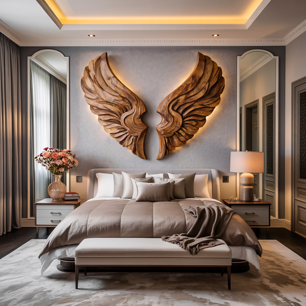 Handcrafted Wooden Wing Wall Art For Modern Interior Decor