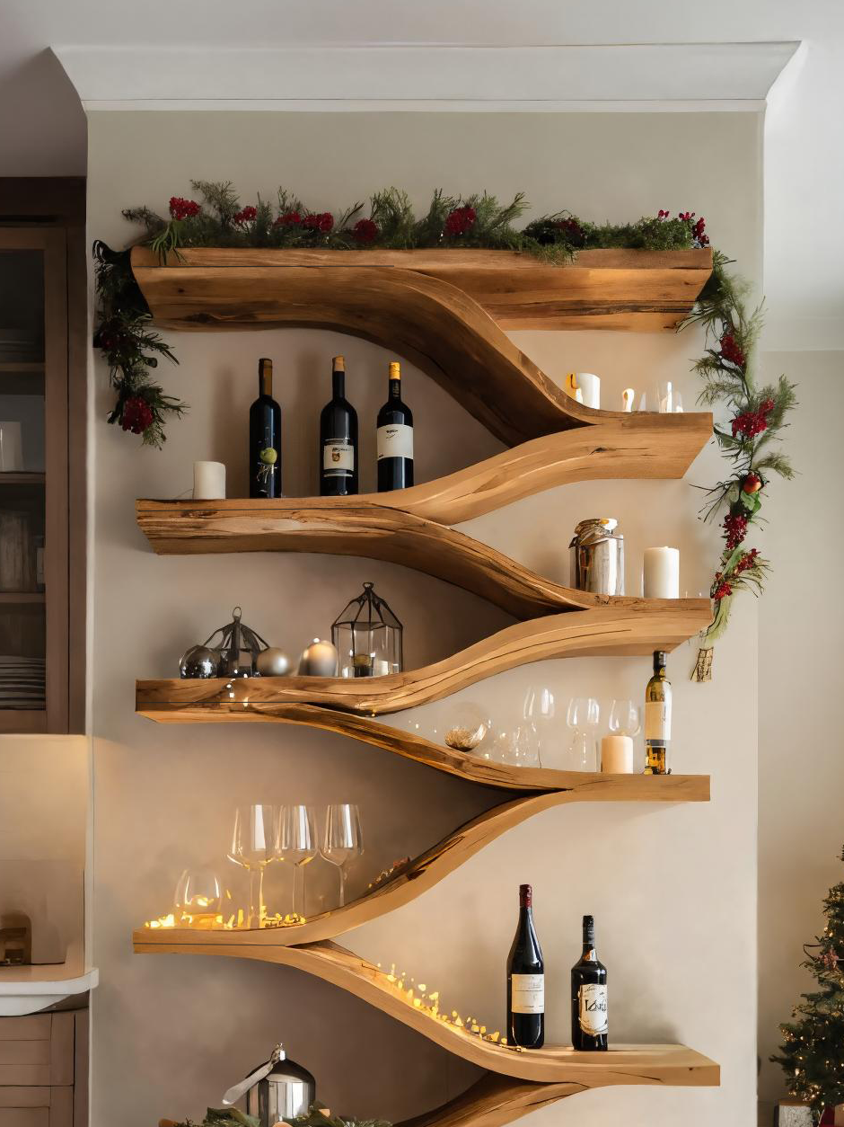 Christmas Handmade Sculptural Wall Shelf For Dining Room