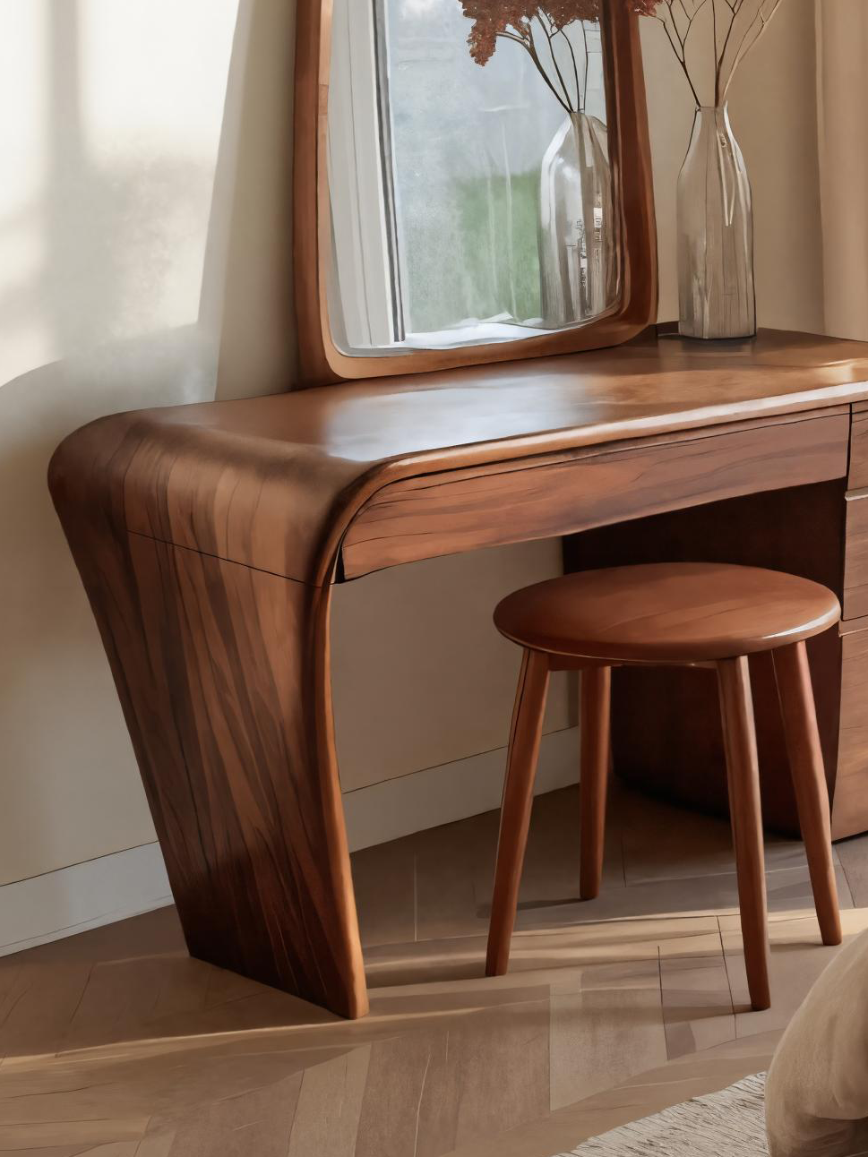 Contemporary Handmade Vanity Table With Drawers For Bedroom
