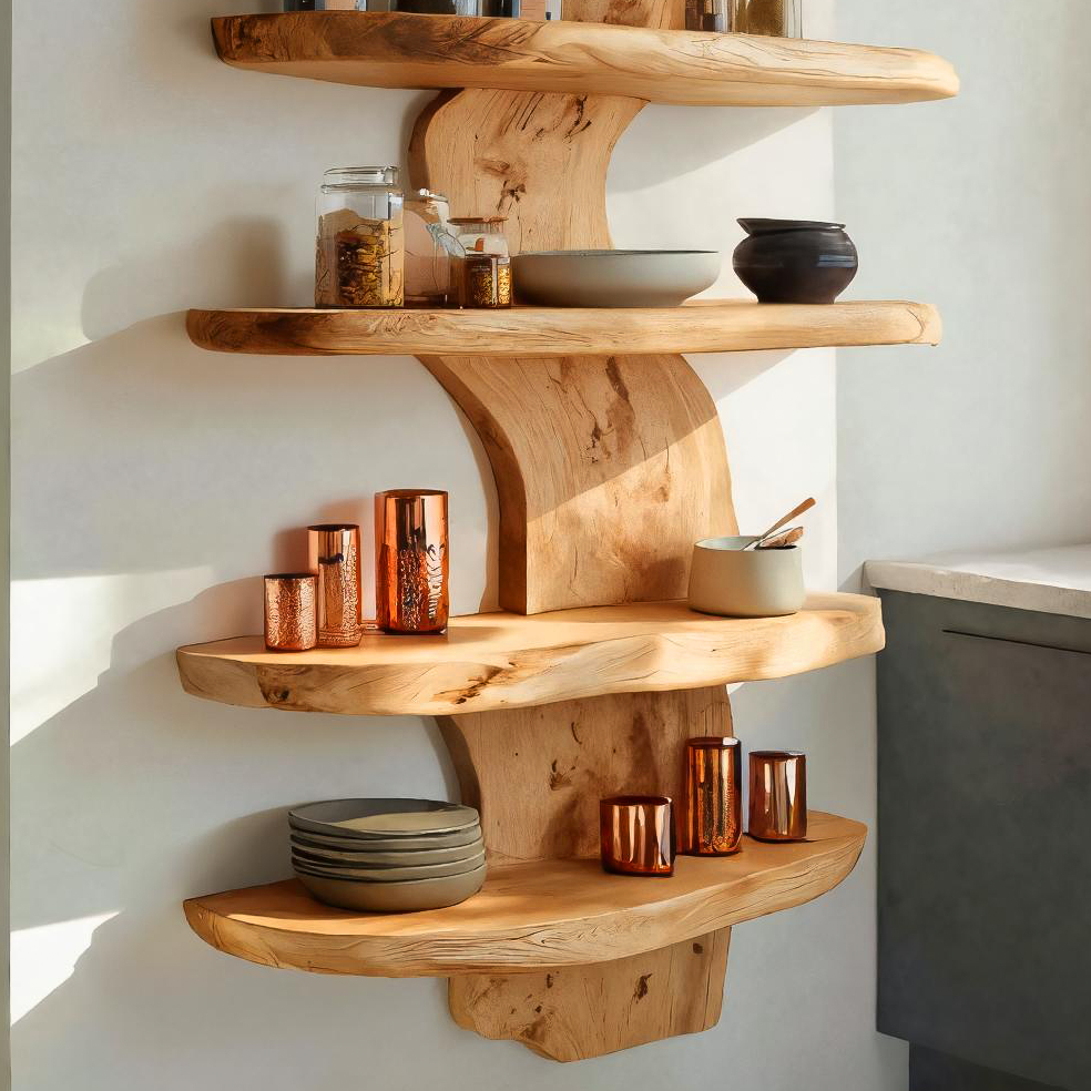 Modern Live Edge Floating Shelf For Kitchen