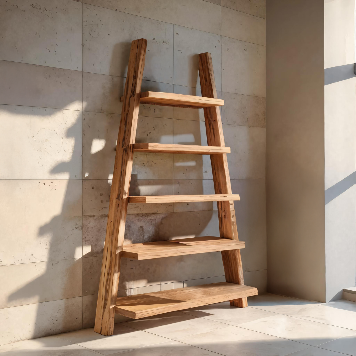 A-Frame Ladder Shelf With Open Tiers For Bathroom