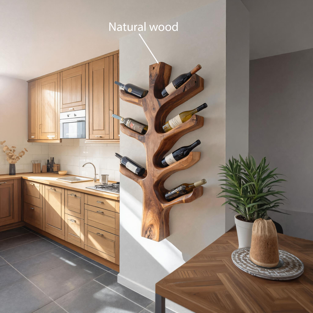 Modern Sculptural Tree Branch Wine Holder For Kitchen Decor