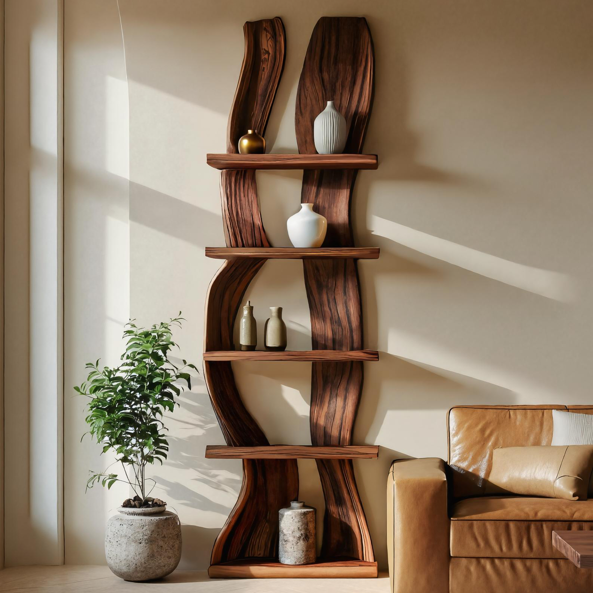 Contemporary Curved Floating Shelf For Living Room Decor