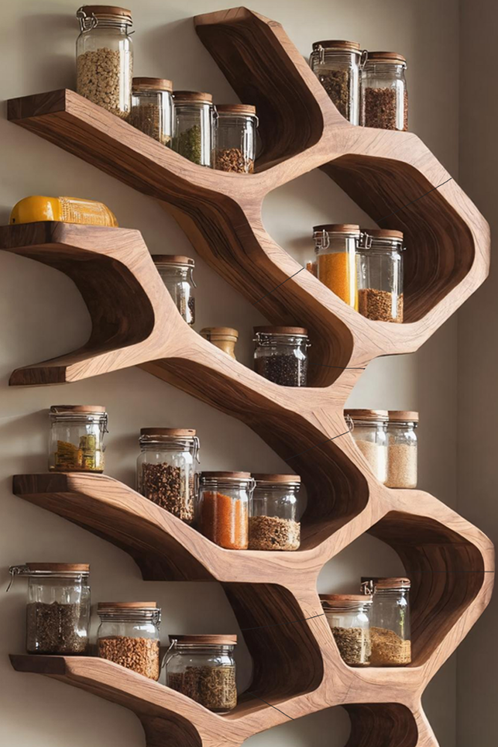 Farmhouse Kitchen Furniture With Wooden Spice Organizer