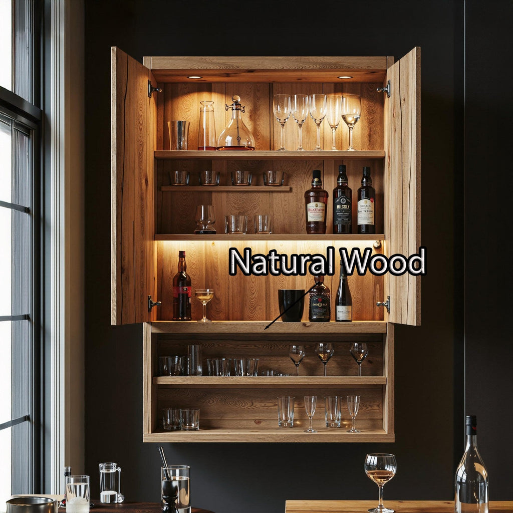 Rustic Home Bar Natural Wood Shelf For Stylish Wine Bottle Storage