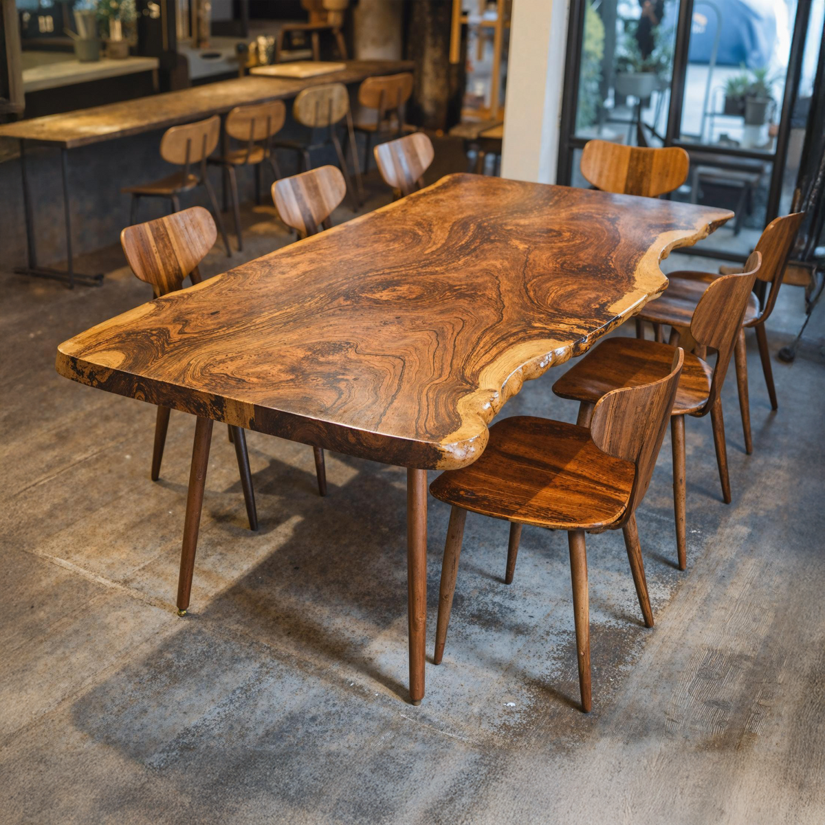 Large Curved Edge Solid Wood Dining Table, 63 To 98 Inch Long