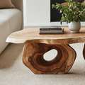 Vintage Style Low Wooden Coffee Table With Rich Natural Grain