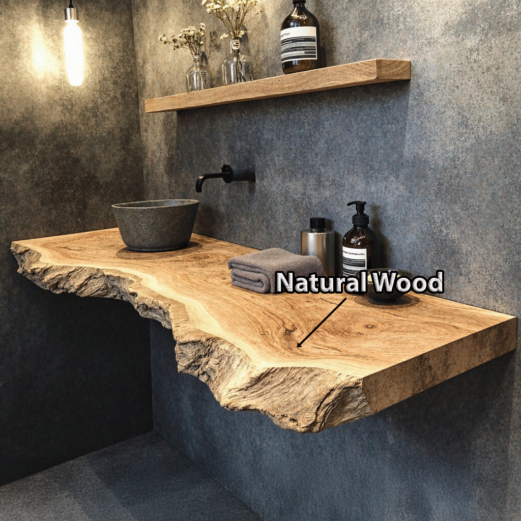 Bathroom Vanity Floating Shelf With Elegant Wooden Finish