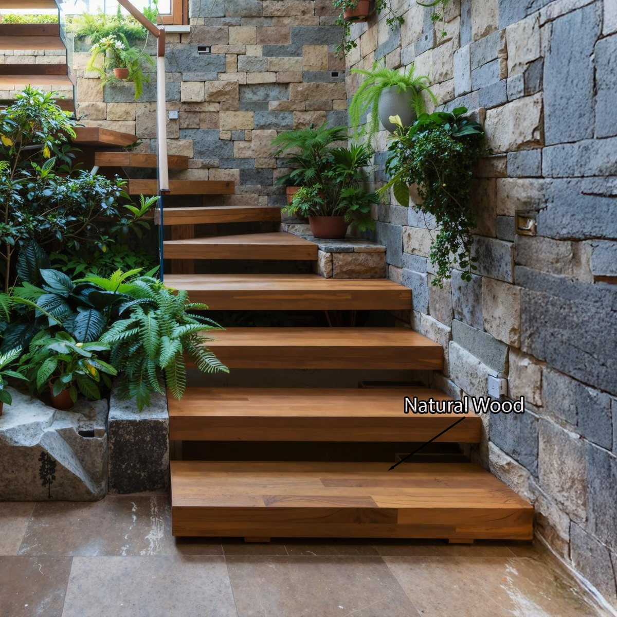 Handcrafted Solid Wood Stair Custom Living Space