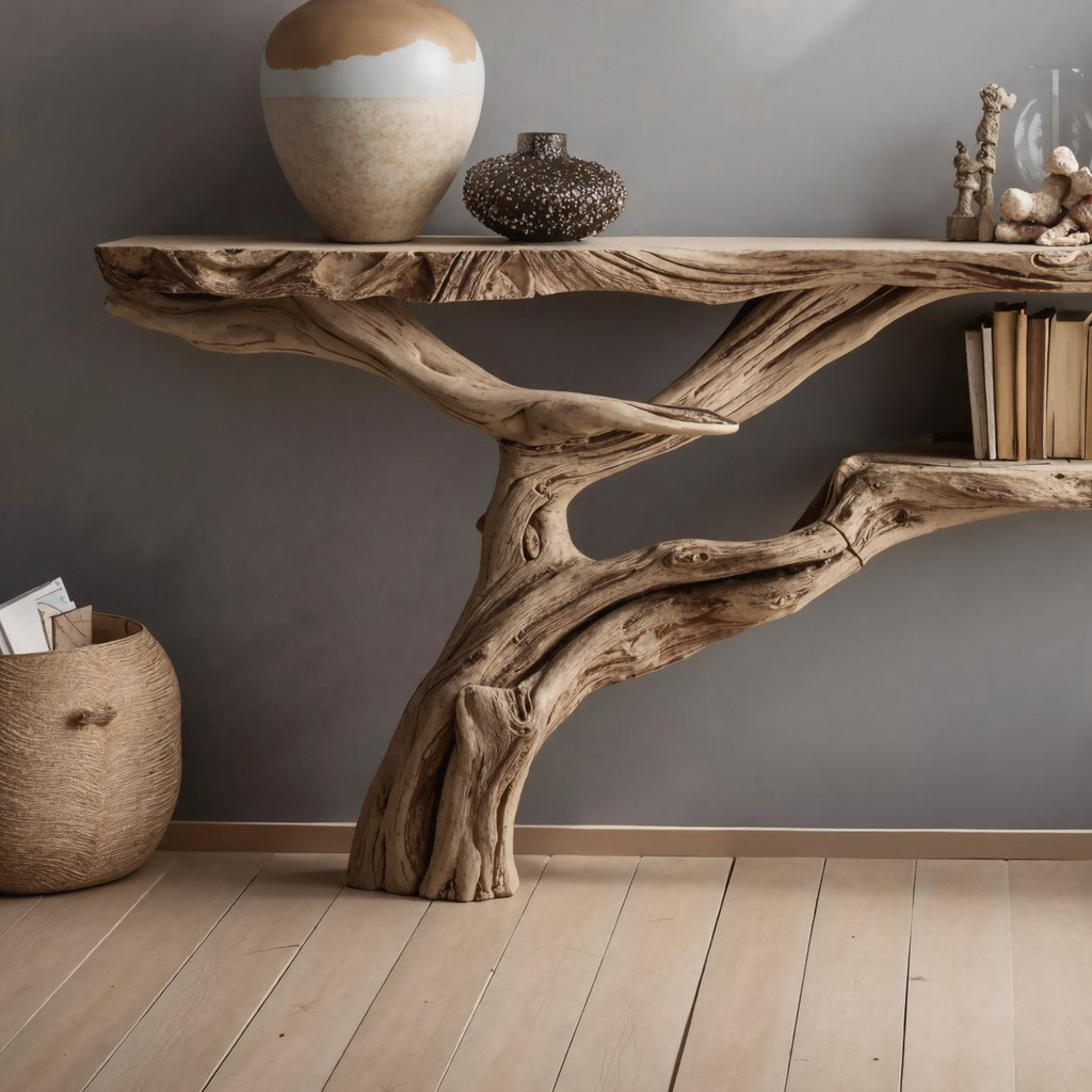 Farmhouse Wood Hallway Console Table with Solid Frame