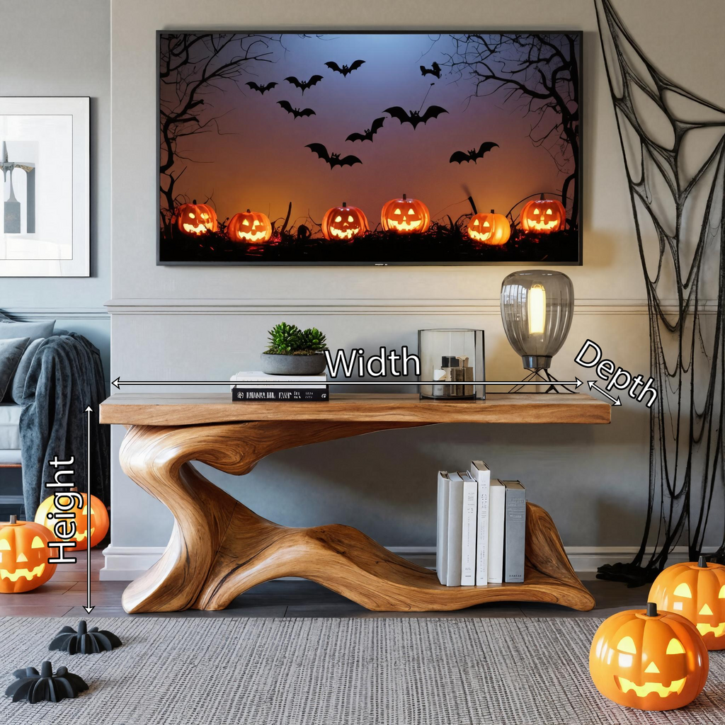 Farmhouse Console Table, Live Edge Solid Wood Sofa Table for Foyer