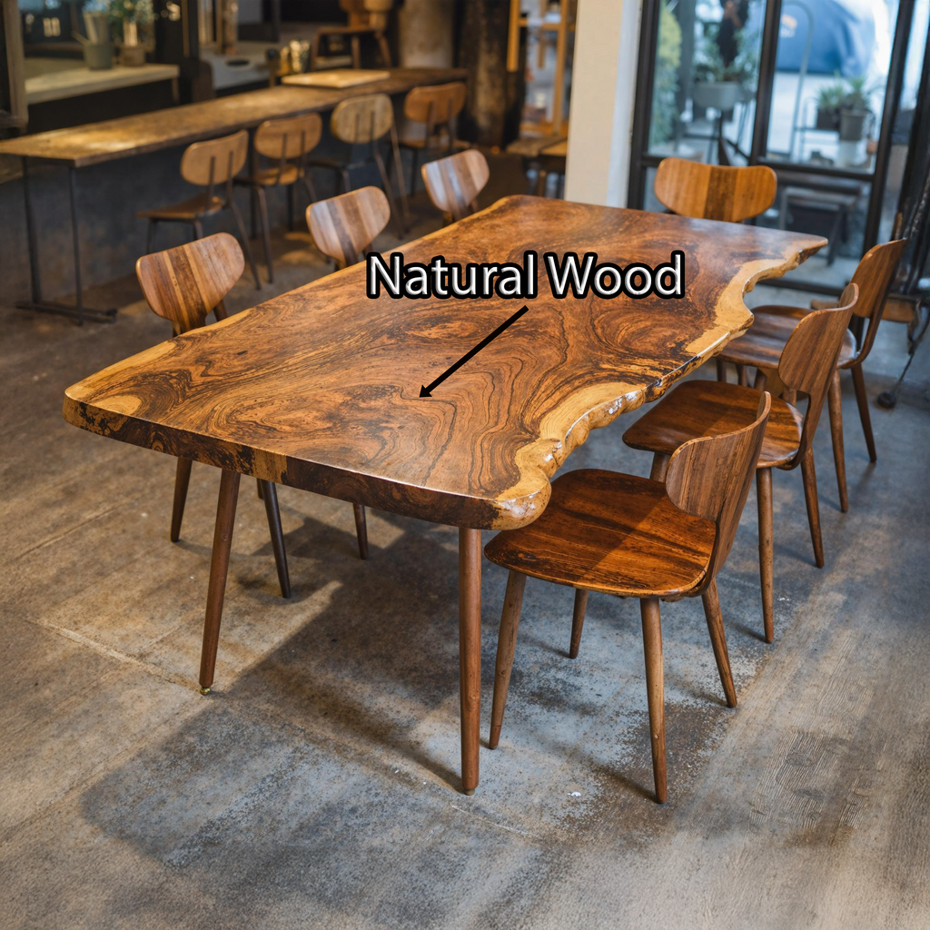 Large Curved Edge Solid Wood Dining Table, 63 To 98 Inch Long