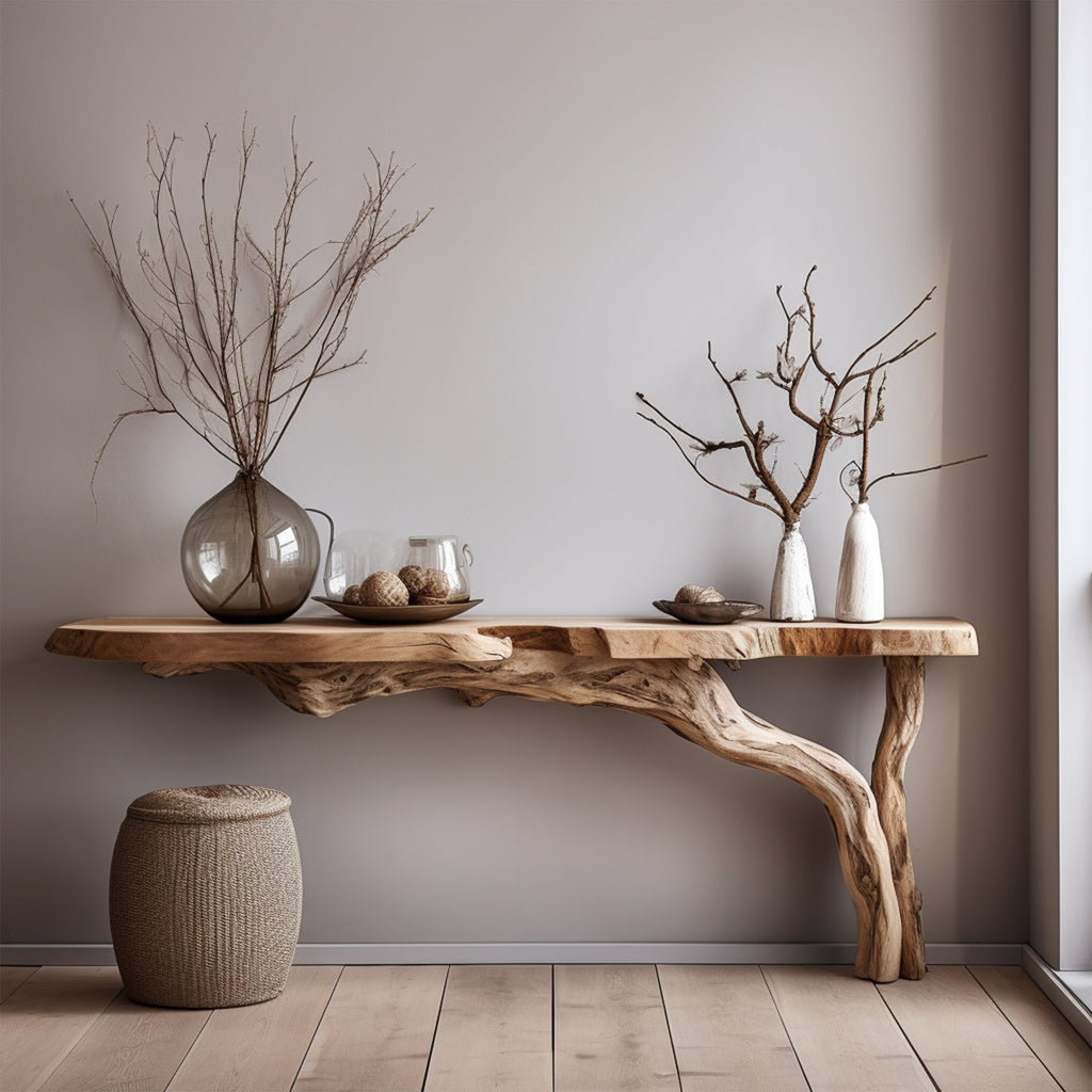 Rustic Live Edge Solid Wood Side Console for Modern Spaces