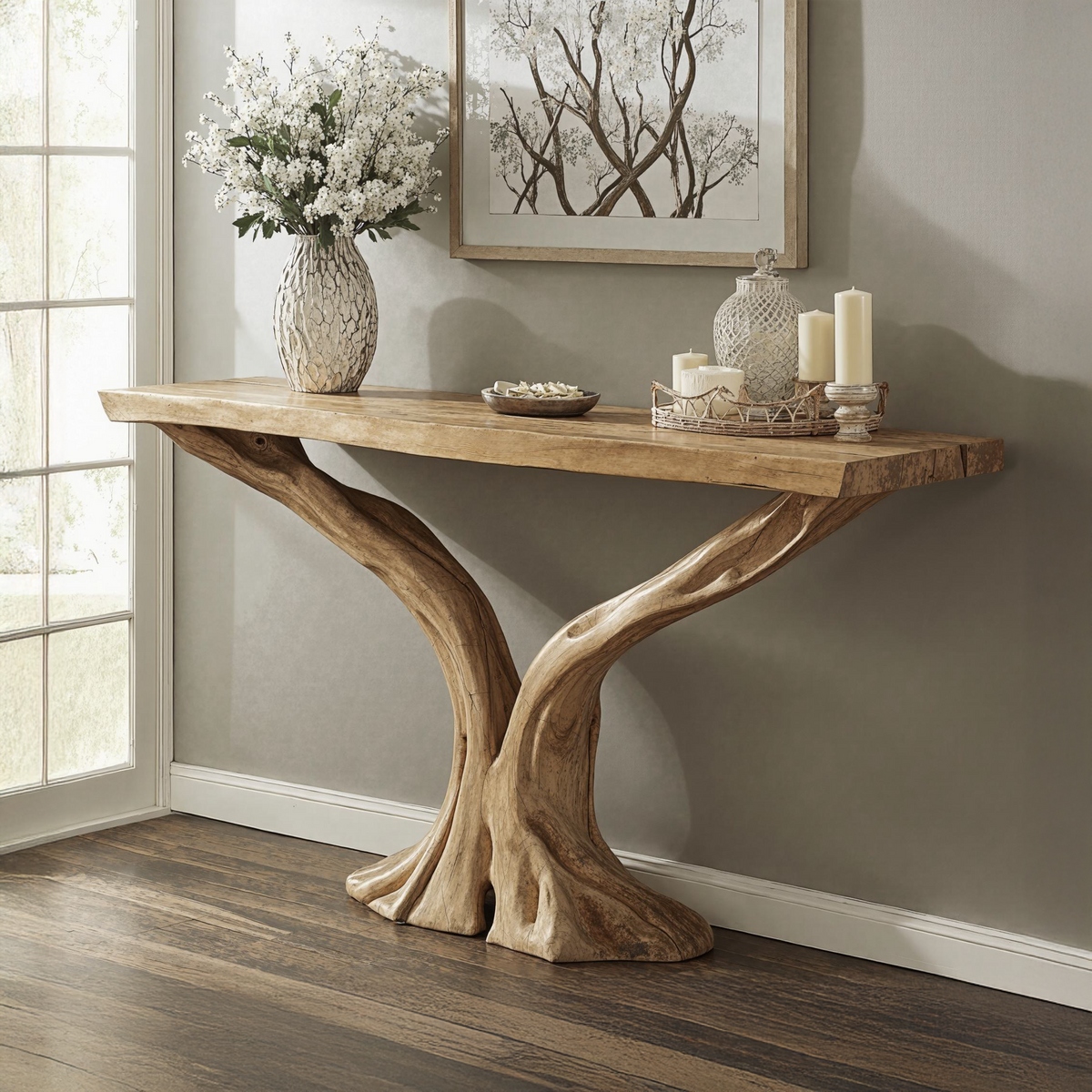 Rustic Farmhouse Solid Wood Entry Console Table, 30 To 71 Inch