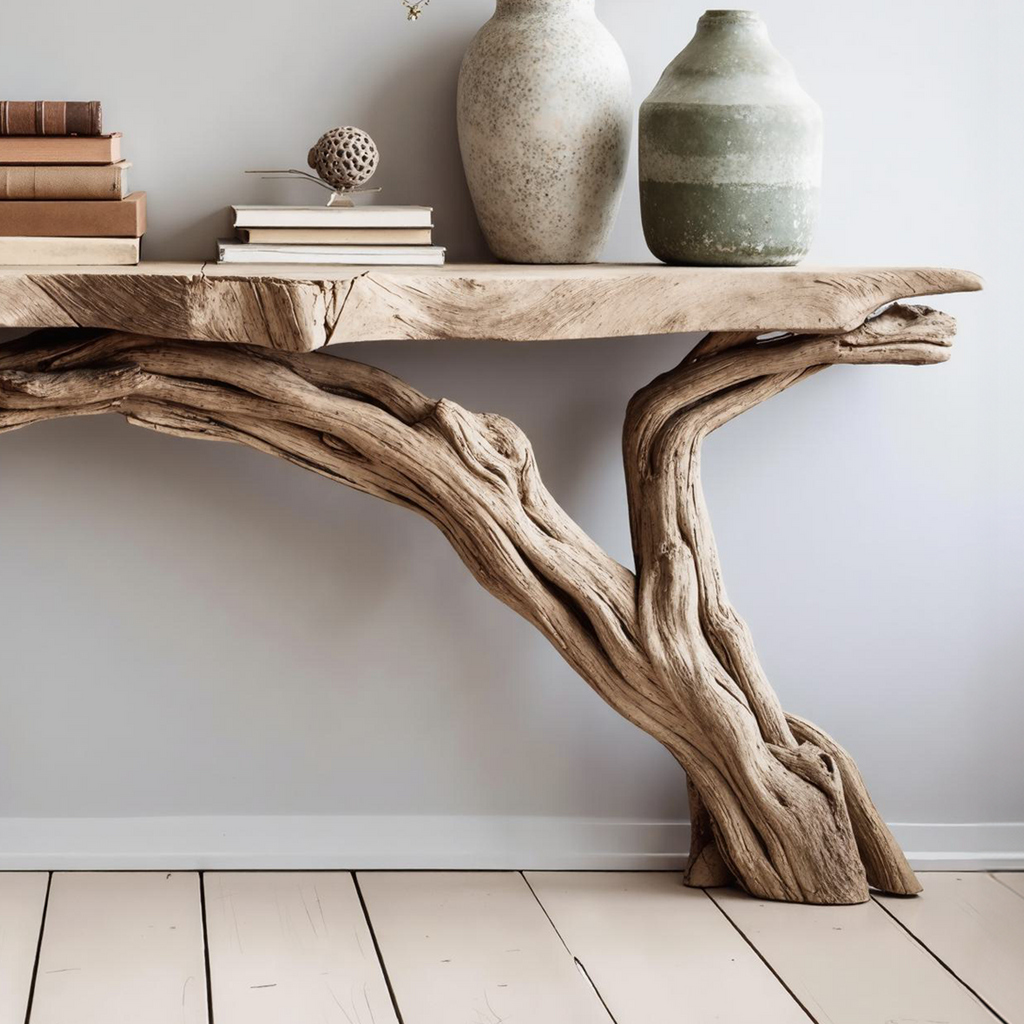Solid Wood Rustic Console Table for Entryway and Hallway