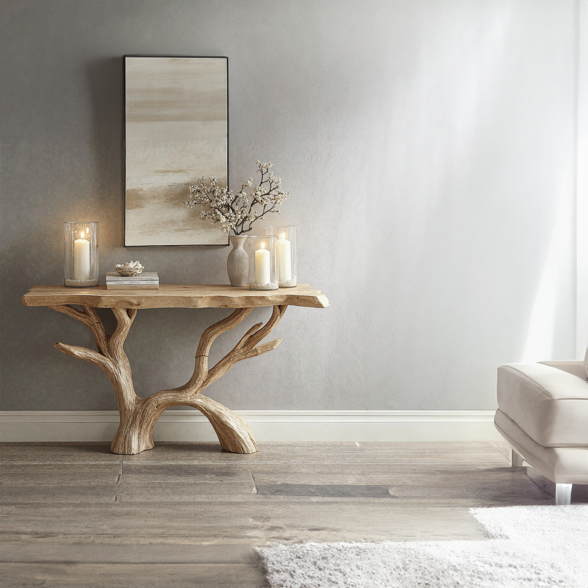 Entryway Console Table, Rustic Solid Wood Hallway Accent
