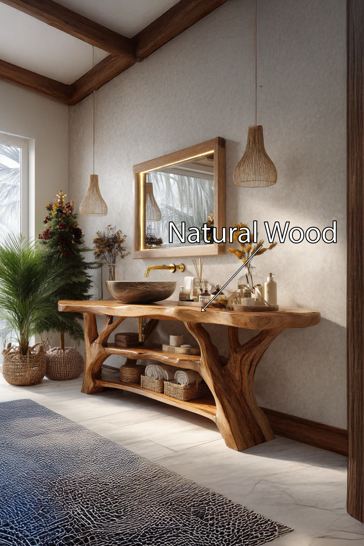 Farmhouse Solid Wood Bathroom Vanity For Farmhouse Furniture Interior