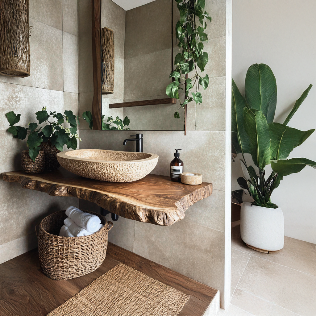 Rustic Floating Vanity Shelf, Thick Solid Wood Bathroom Sink Slab