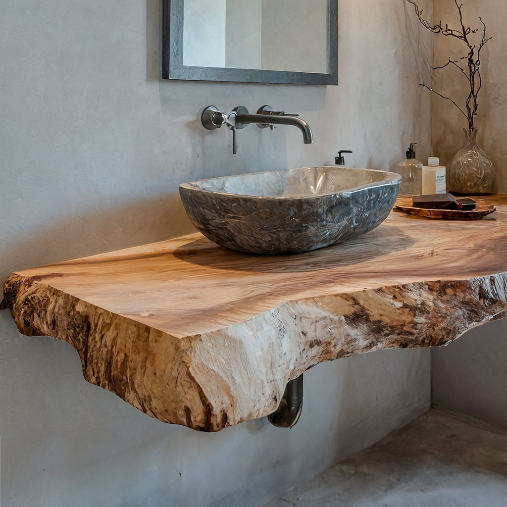 Bathroom Vanity Shelf, Traditional Thick Wood Sink Countertop