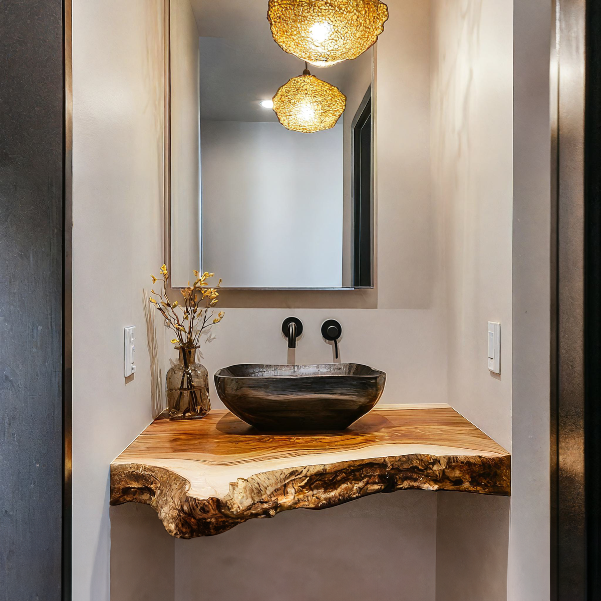 Farmhouse Solid Wood Vanity Bathroom Decor Ideas