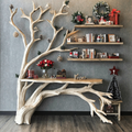 Live Edge Side Table With Tree Bookshelf Console Table