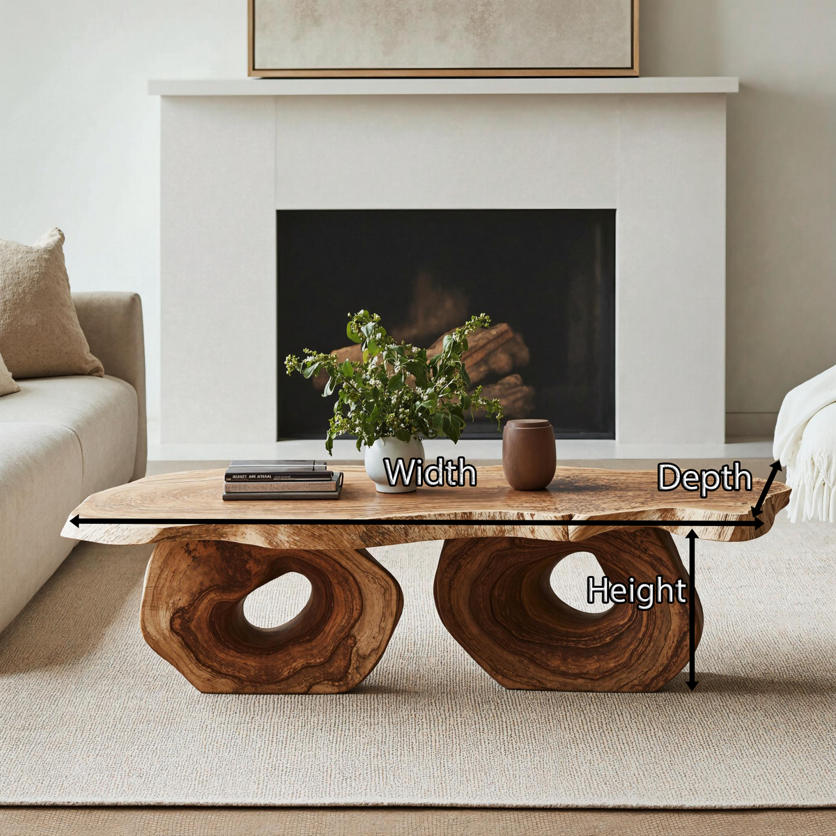 Vintage Style Low Wooden Coffee Table With Rich Natural Grain