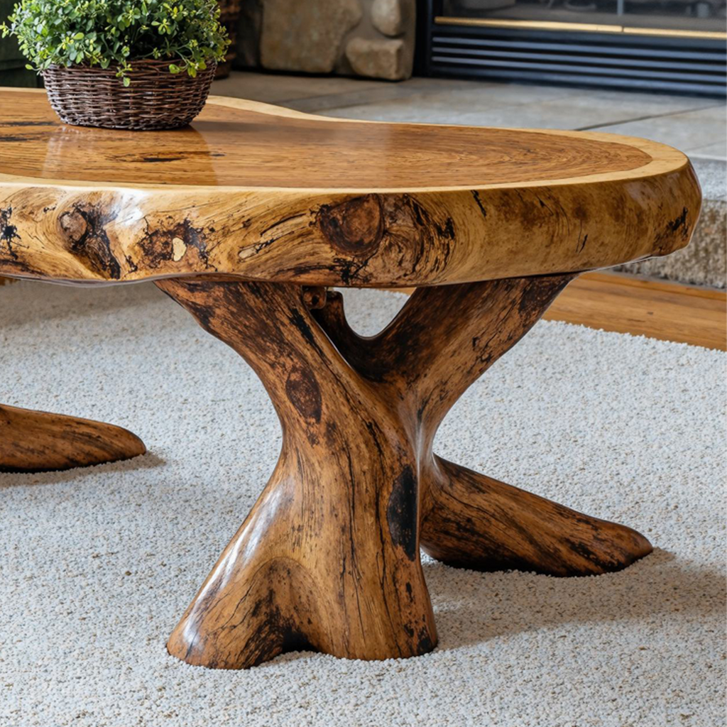 Natural Wood Coffee Table with Wax and Oil Finish
