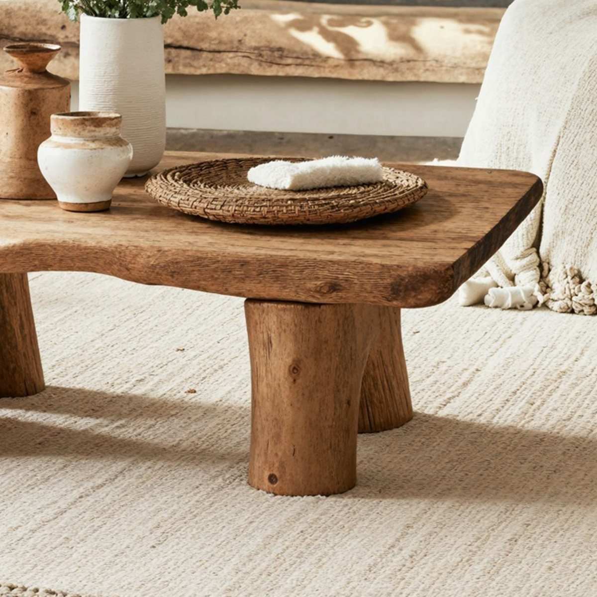 Farmhouse Wood Coffee Table For Living Room