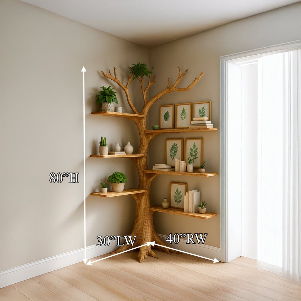 Rustic Corner Tree Bookshelf Living Room