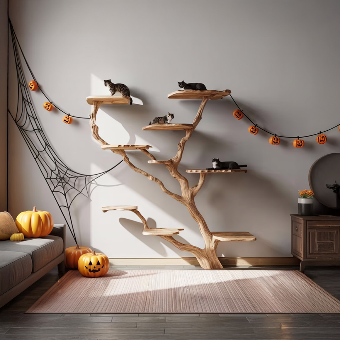 Rustic Wall Mounted Cat Tree