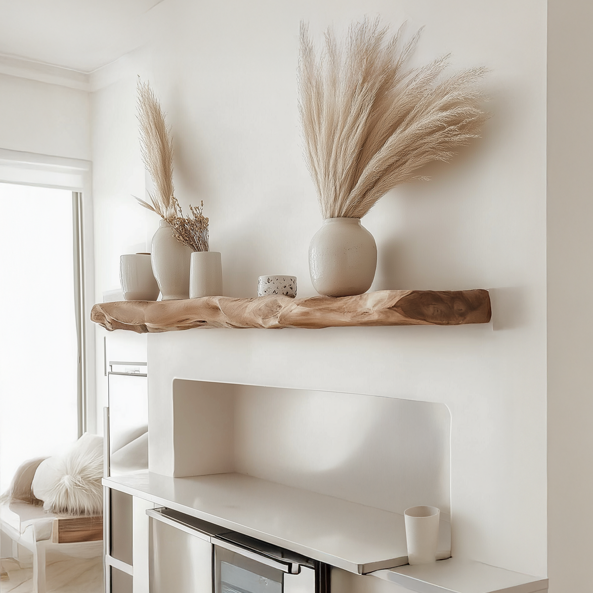 Live Edge Wood Floating Shelf – Boho Rustic For Kitchen Decor