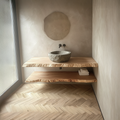 Live Edge Bathroom Vanity Shelf, Reclaimed Wood Double Sink Counter