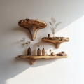 Mushroom Floating Shelf, Rustic Live Edge Wood Shelf for Living Room