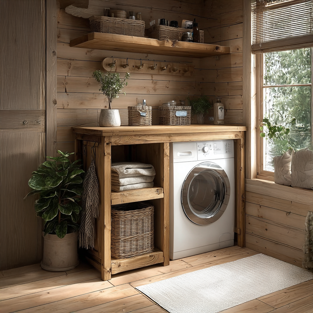 Laundry Cabinet Solid Wood Rustic Utility Gift