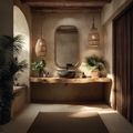 Midcentury Floating Shelf Vanity Bathroom
