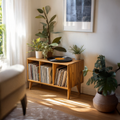 Farmhouse Record Stand For Vinyl Collection In Entryway Area