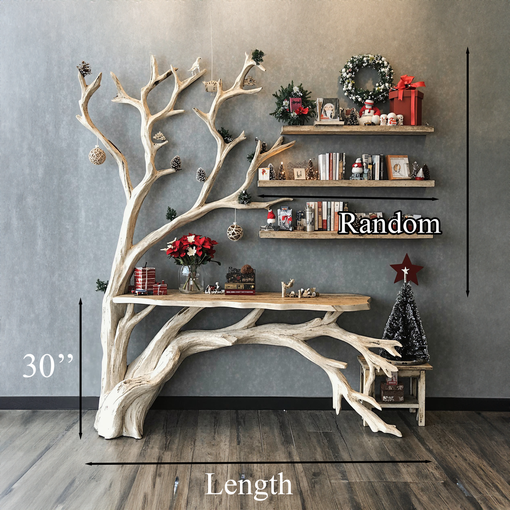 Live Edge Side Table With Tree Bookshelf Console Table