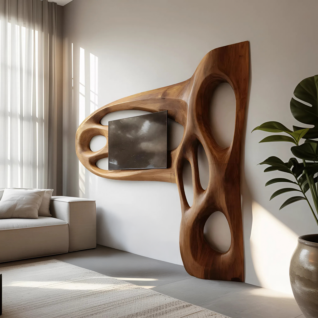 Sculpted Wooden TV Wall Surround Frame, 80 Or 86 Inch Wide