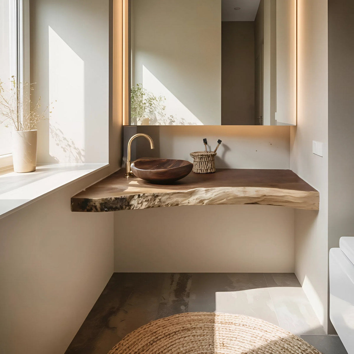 Solid Wood Floating Vanity For Farmhouse Bathroom