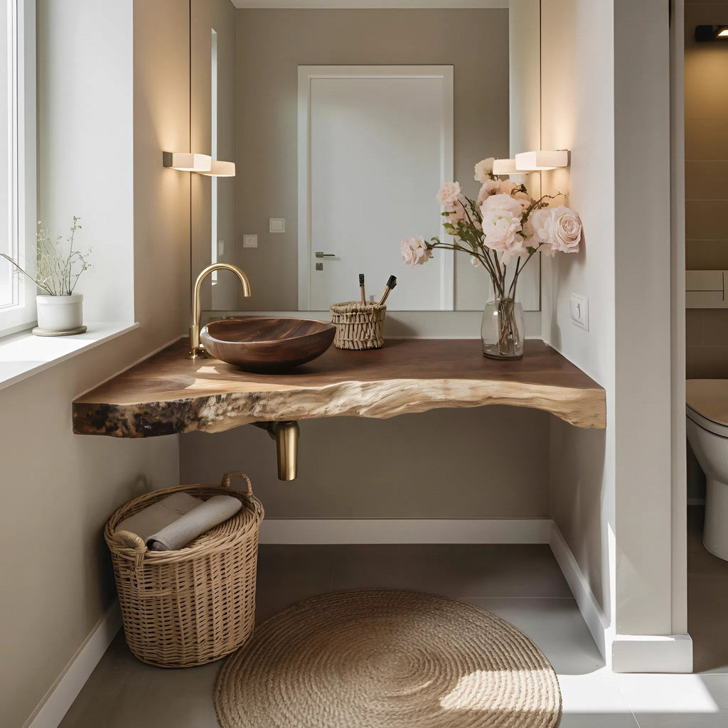 Solid Wood Floating Vanity For Farmhouse Bathroom