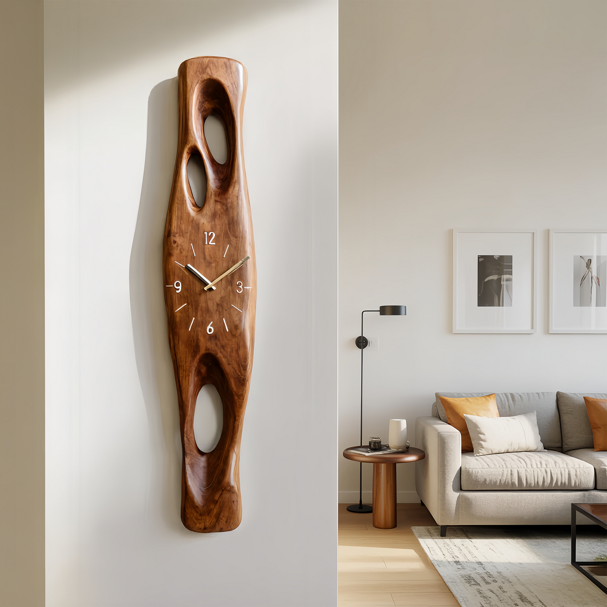Minimalist Wooden Wall Clock Vertical Decor for Living Room