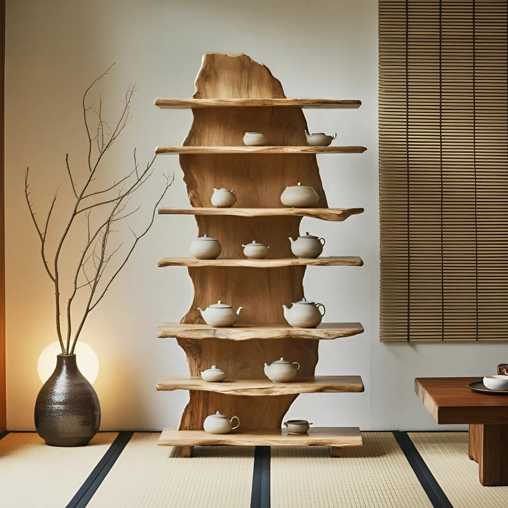 Rustic Solid Wood Standing Shelf For Entryway Design Ideas