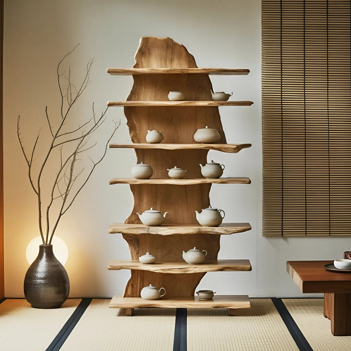 Rustic Solid Wood Standing Shelf For Entryway Design Ideas