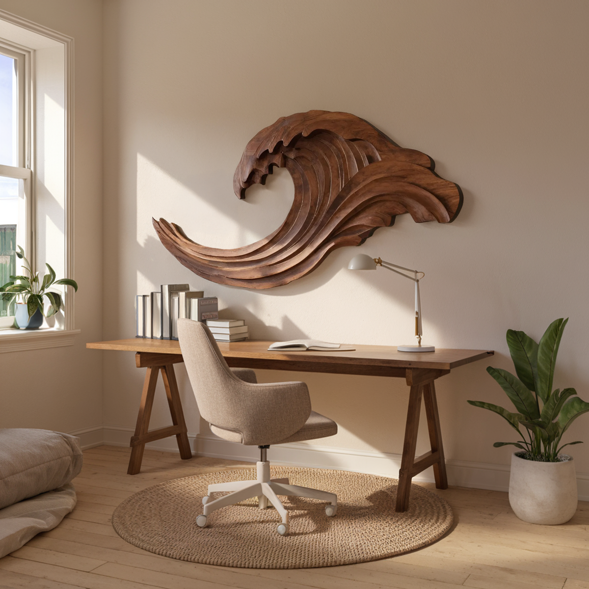 Abstract Ocean Wave Wall Sculpture For Living Room