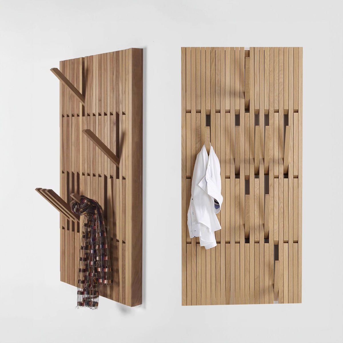 Grand Piano Curve Wood Wall Hook Rack for Coats, 3 to 5 Rows